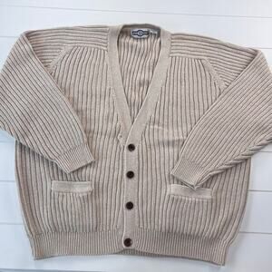 Gulf Traders Vintage Ribbed Knit cardigan sweater men's size XL